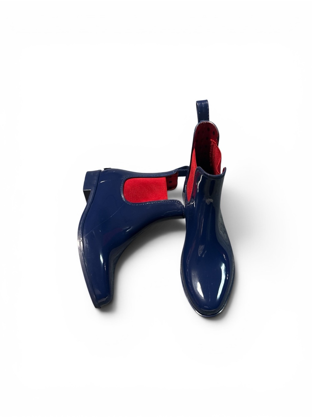 Ralph Lauren Women’s Rain Boots  Blue Red Chelsea Waterproof Ankle Boots size 8